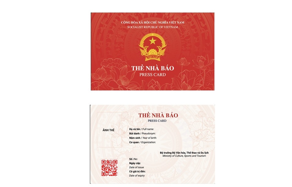 Thẻ nhà báo tích hợp mã QR xác thực trực tuyến
