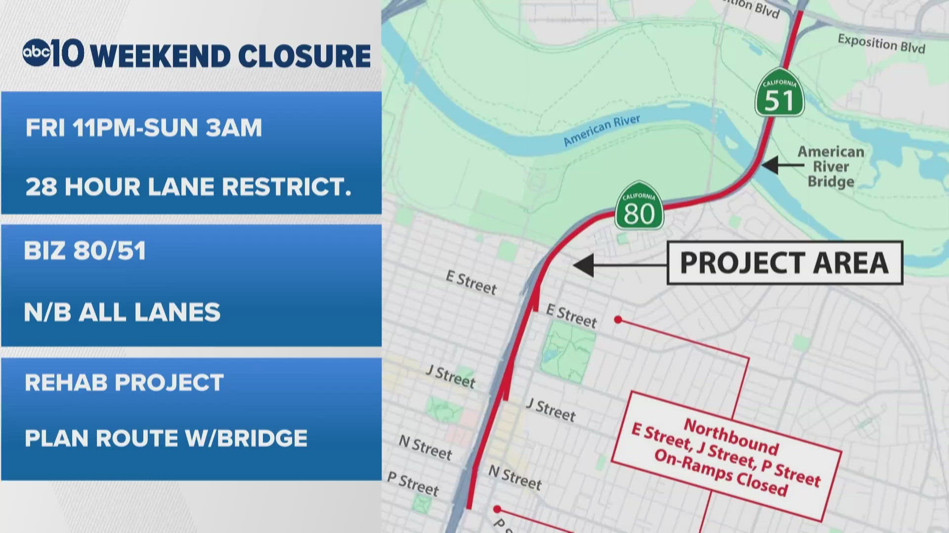 Northbound Business 80 closure starts tonight
