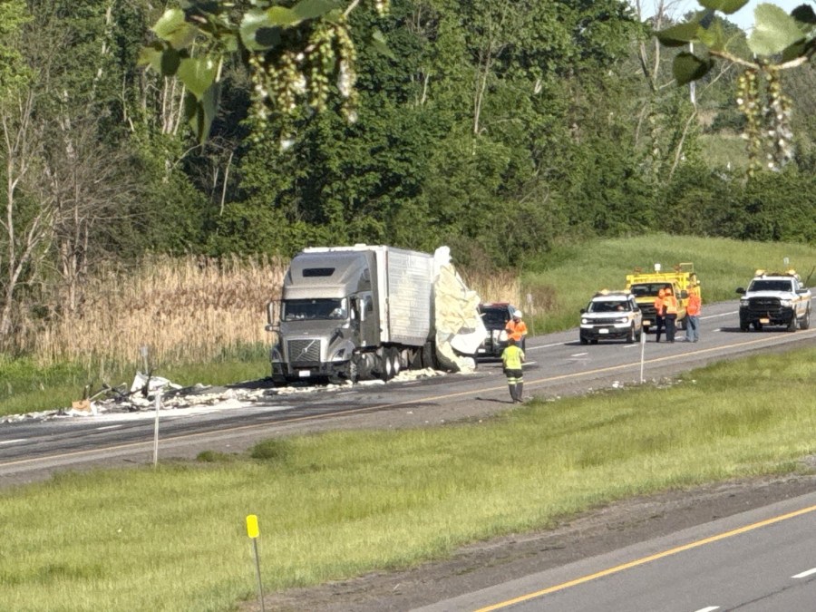 Driver hospitalized after Thruway crash with 3 tractor trailers