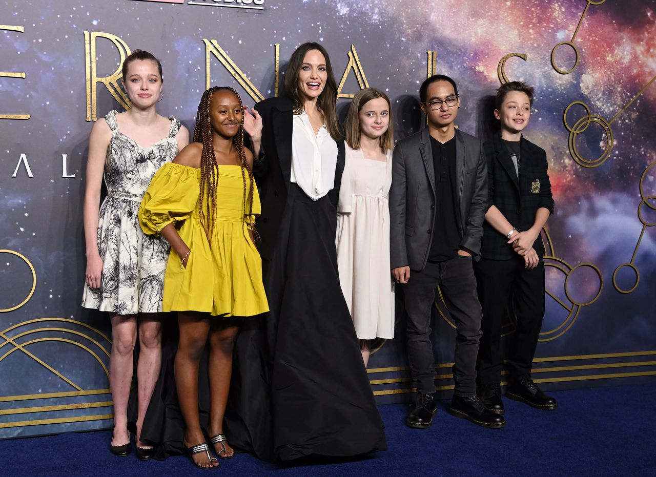 Angelina Jolie and her children at the