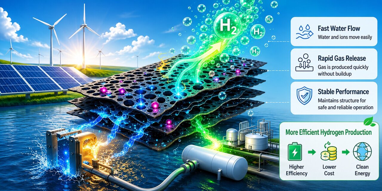 Redesigned catalyst pathways vent bubbles fast and boost green hydrogen ...