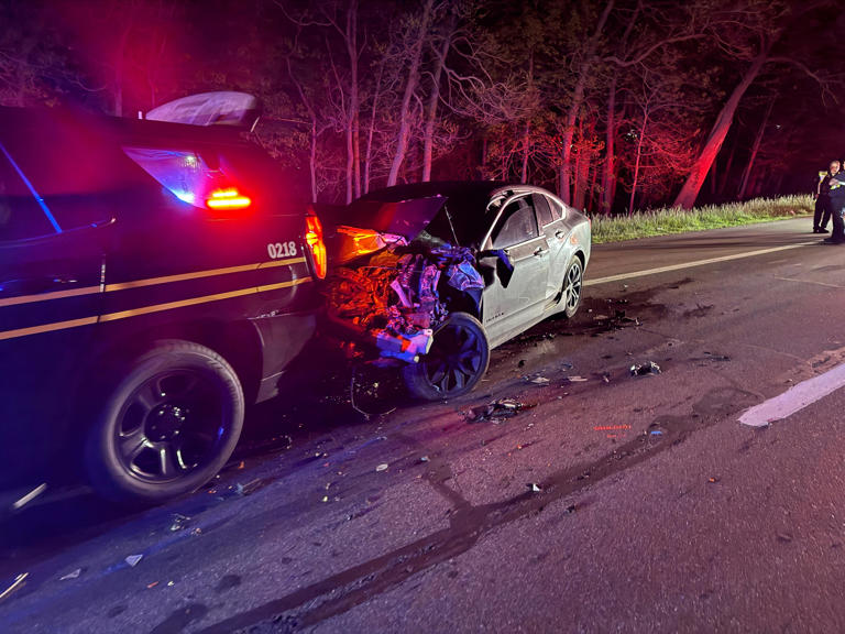 Waterford man in critical condition after striking police car on M-59