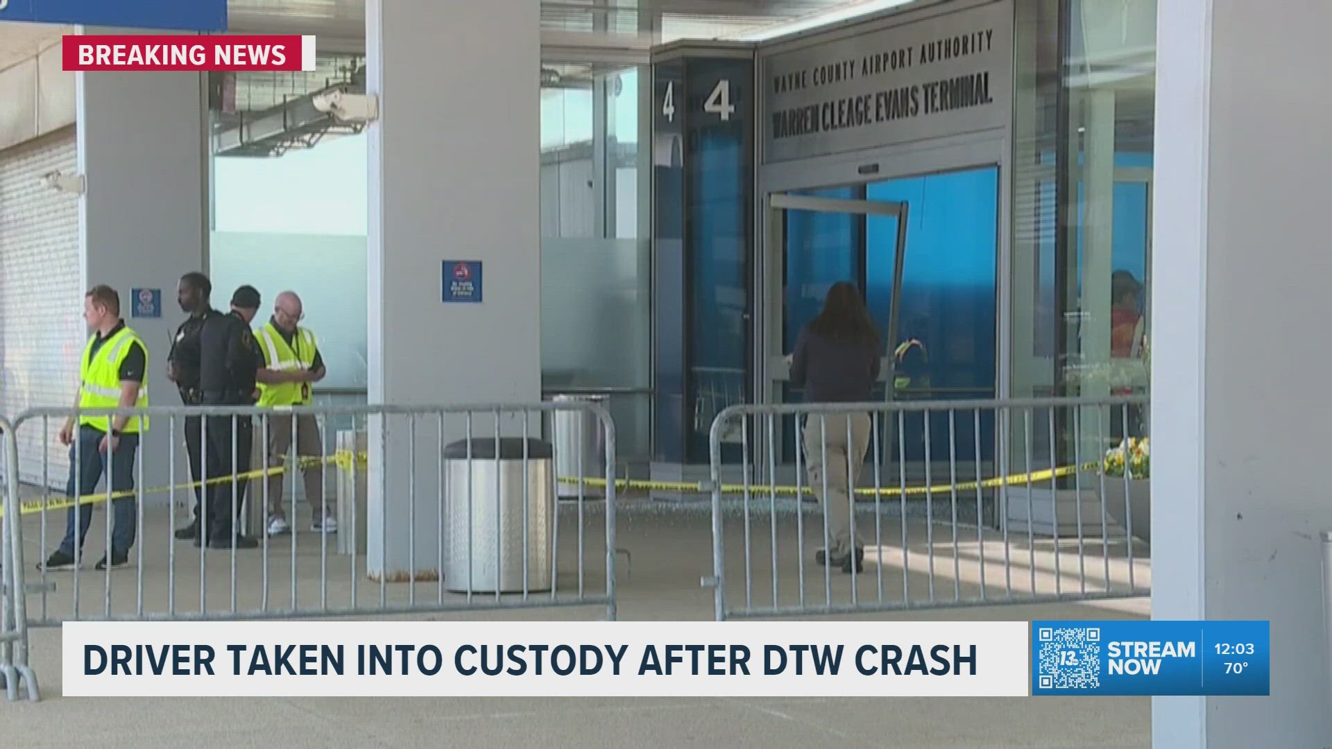 Driver taken into custody after DTW crash