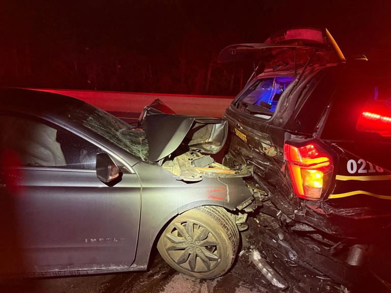 Waterford man in critical condition after striking police car on M-59
