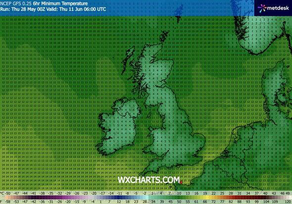 UK weather maps show exact date temperatures plunge to 2C in June