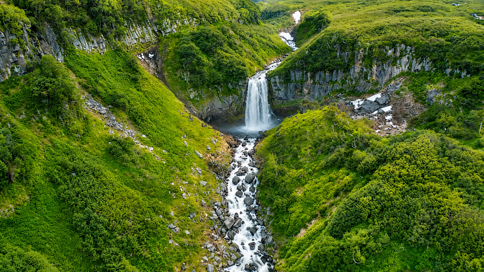 A hidden waterfall deep in Kamchatka’s remote wilderness