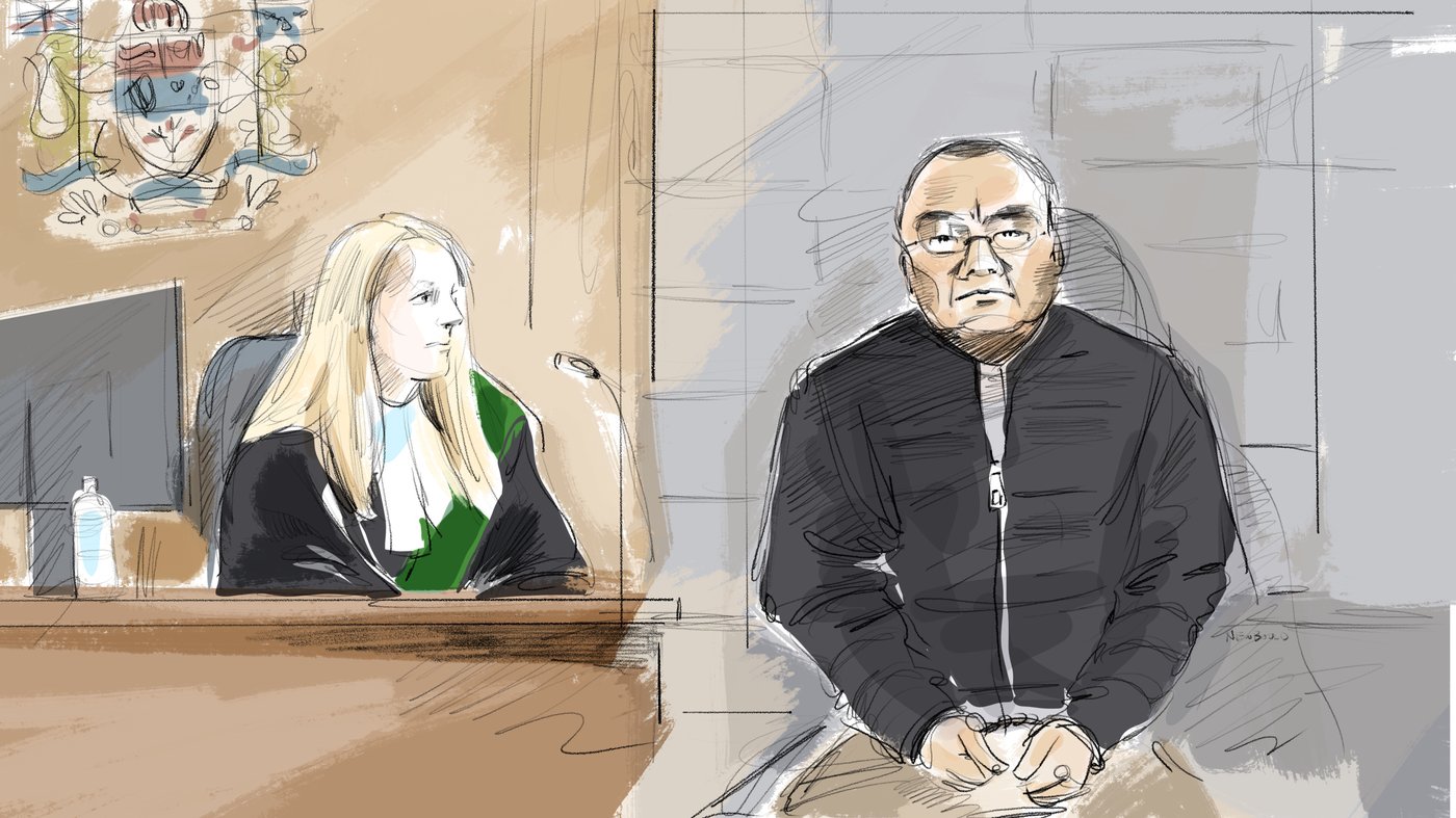 Kenneth Law appears in court in Brampton, Ont., Wednesday, May 3, 2023 in an artist's sketch. Law, accused of selling a lethal substance to people at risk of self-harm, is expected to have the murder charges against him withdrawn on Friday as he pleads guilty to the lesser charge of aiding suicide. THE CANADIAN PRESS/Alexandra Newbould