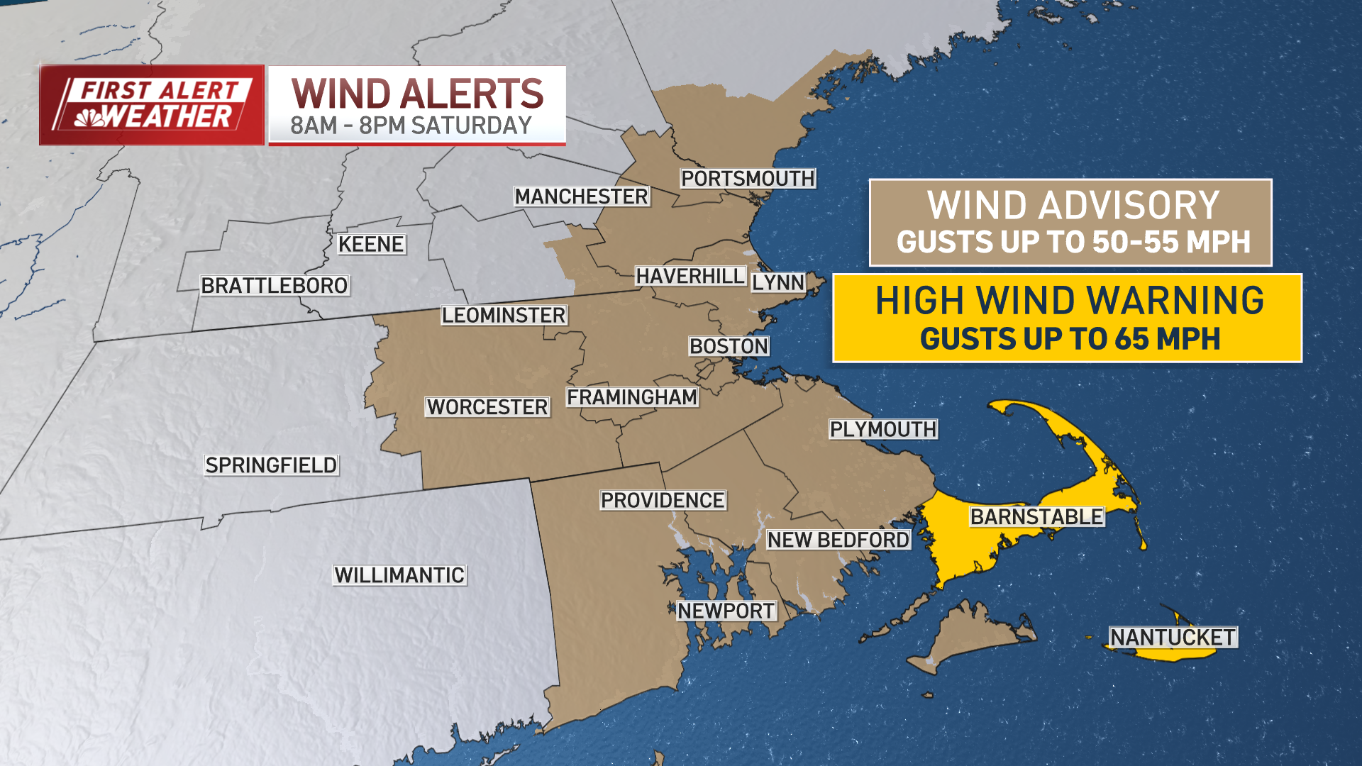 First alert: Winds could gust close to 60 mph for some, power outages ...