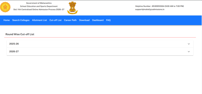 Maharashtra FYCJ first merit list 2026 released at mahafyjcadmissions ...