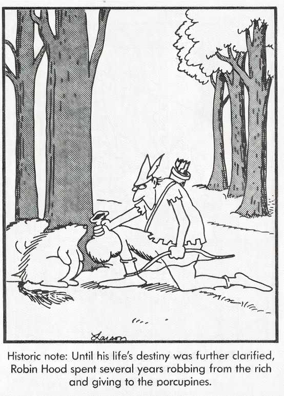 Robin Hood gave to the porcupines before his destiny was clarified.
