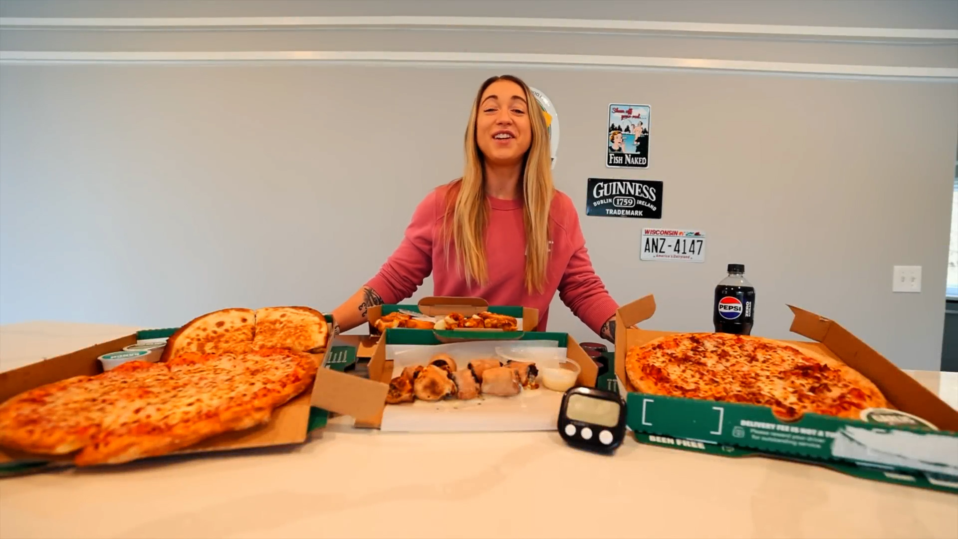 She trains her stomach for competitive food challenges by eating all this