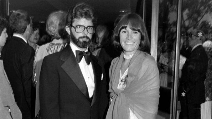 George Lucas and Marcia Lucas at an event celebrating the release of New York, New York in 1977