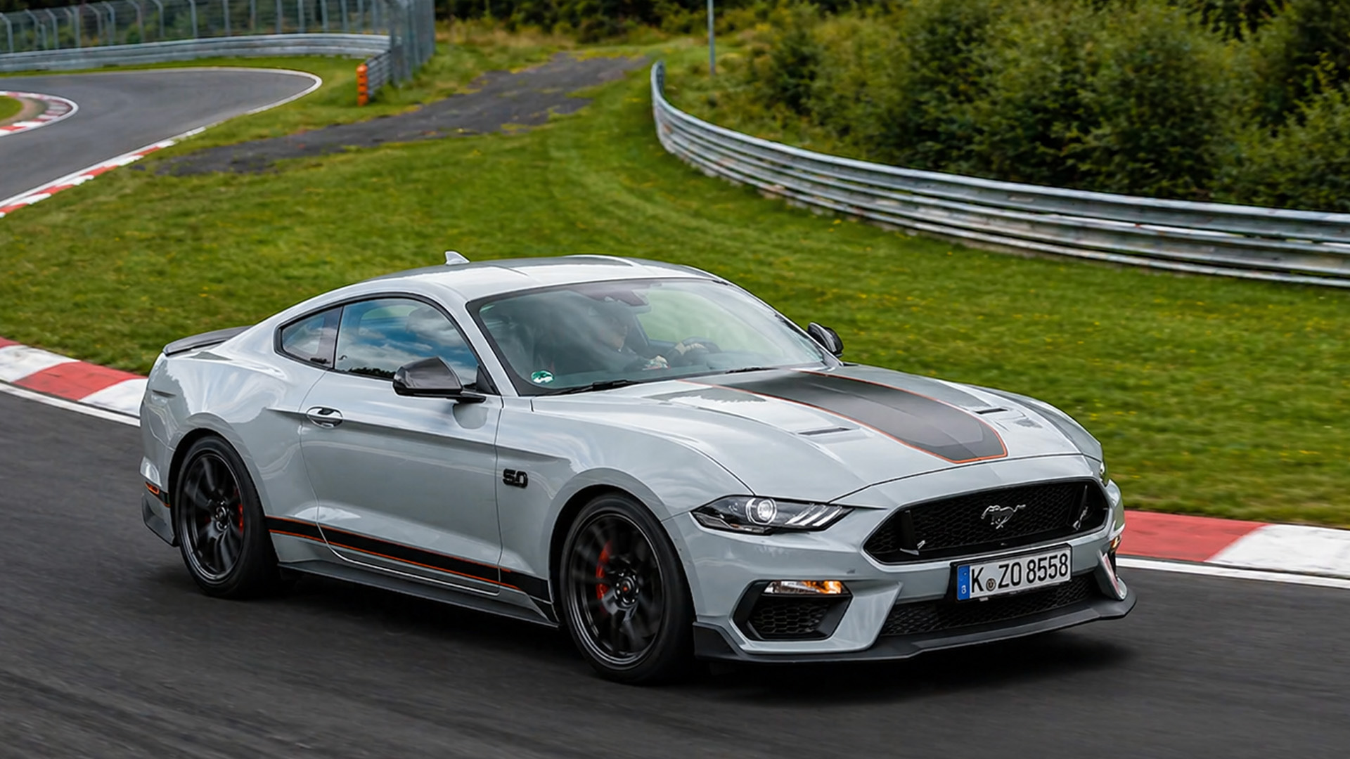 Ford Mustang Mach 1 is testing at high speed on the track