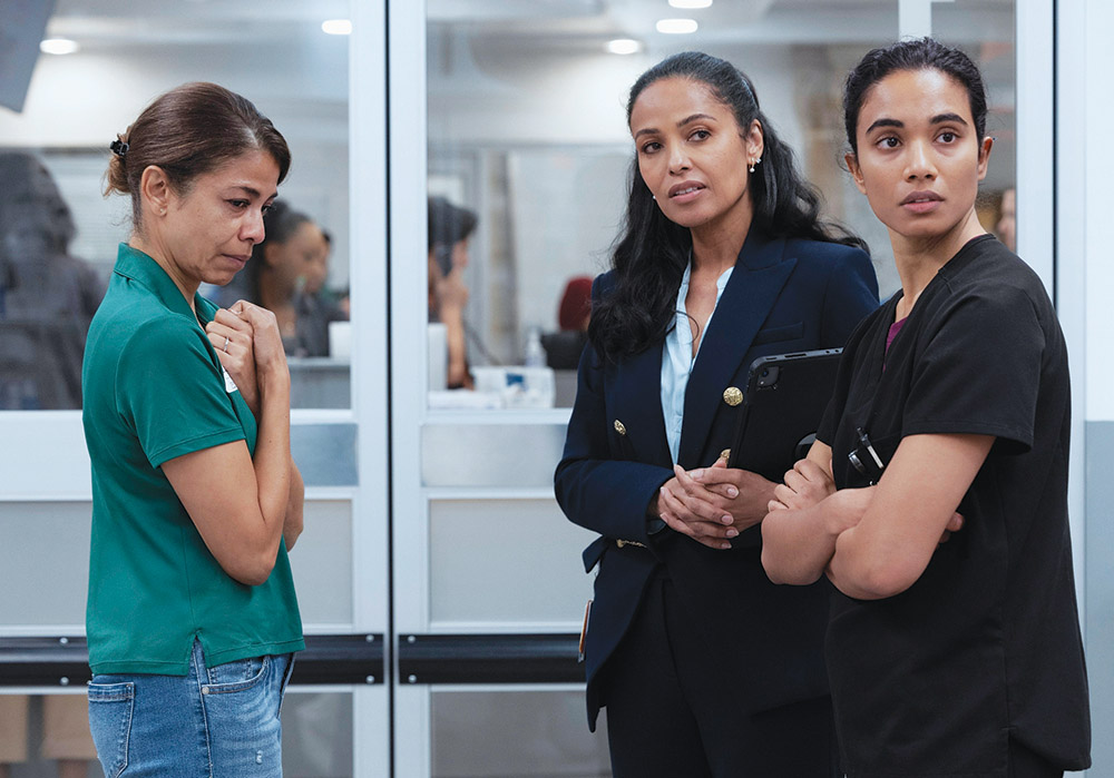From left: Loren Escandon, Meta Golding and Supriya Ganesh in The Pitt. Warrick Page/HBO