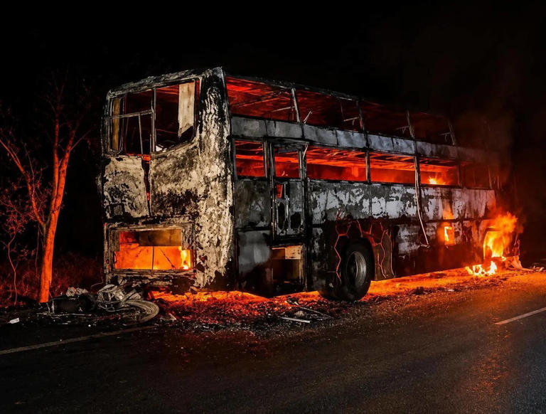 Narrow escape for 36 as bus catches fire