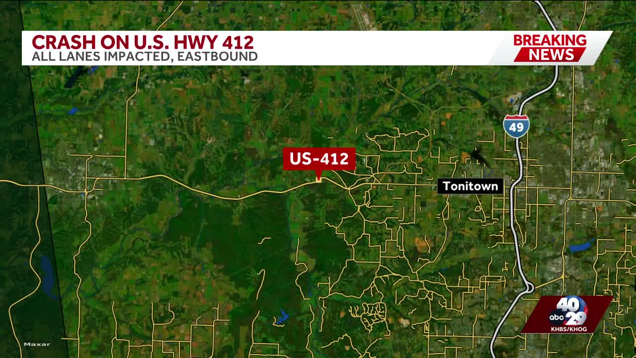 Crash slows travel on US 412 west of Tontitown in Benton County