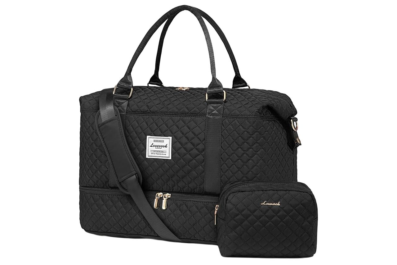 LOVEVOOK Travel Duffle Bag,Weekender Bags for Women with Shoe Compartment，Carry on Overnight Bag with Toiletry Bag,Gym Duffel Bag with Wet Pocket, Hospital Bags for Labor and Delivery