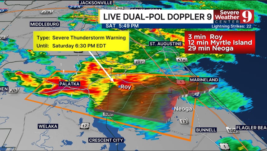 Severe thunderstorm warning issued for Flagler County