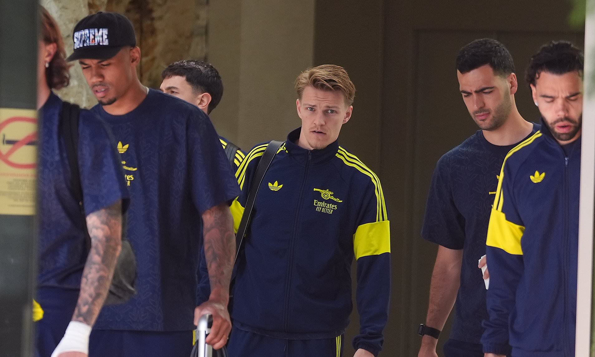 Arsenal's heartbroken stars leave team hotel in Budapest hours after brutal Champions League defeat