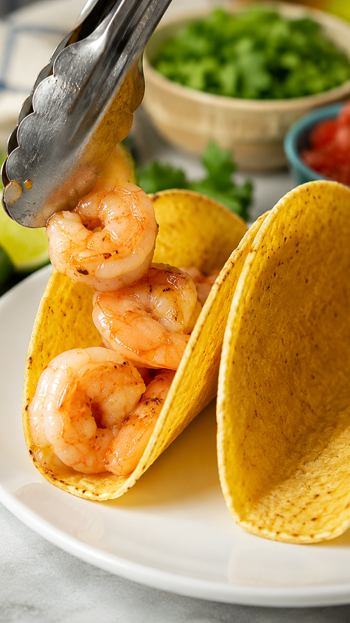 A quick method for making shrimp tacos with fresh ingredients