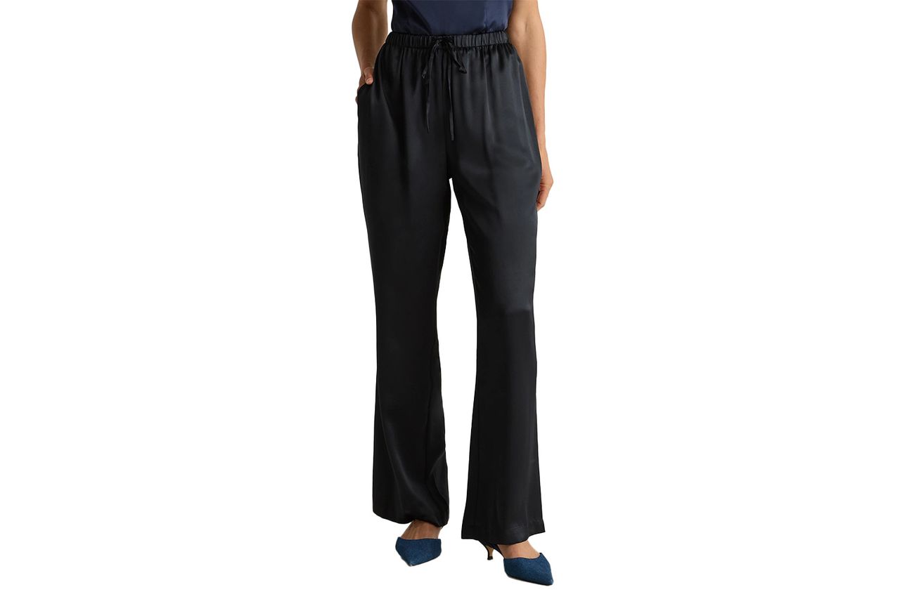 Quince 100% Washable Silk Drawstring Wide Leg Pants