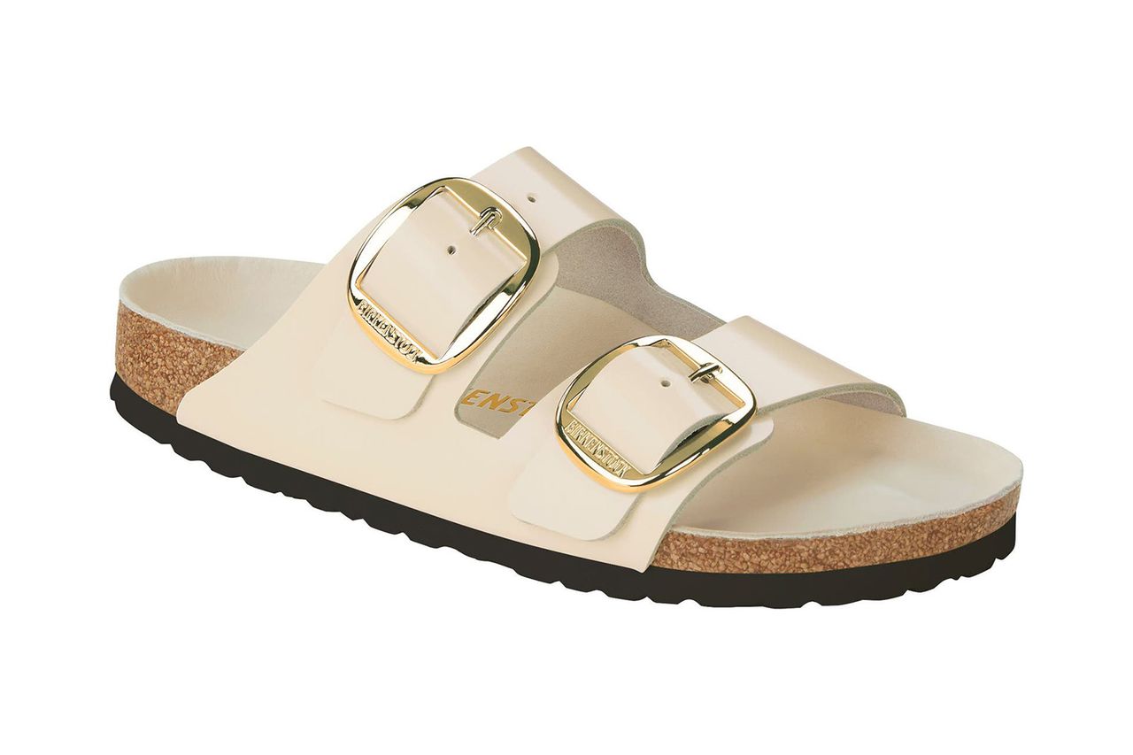 Arizona Big Buckle Slide Sandal Ecru