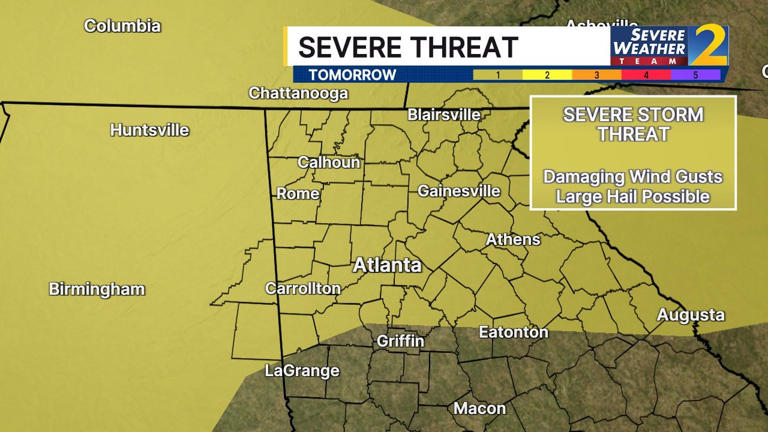 Scattered showers, storms ahead of severe weather risk in metro Atlanta