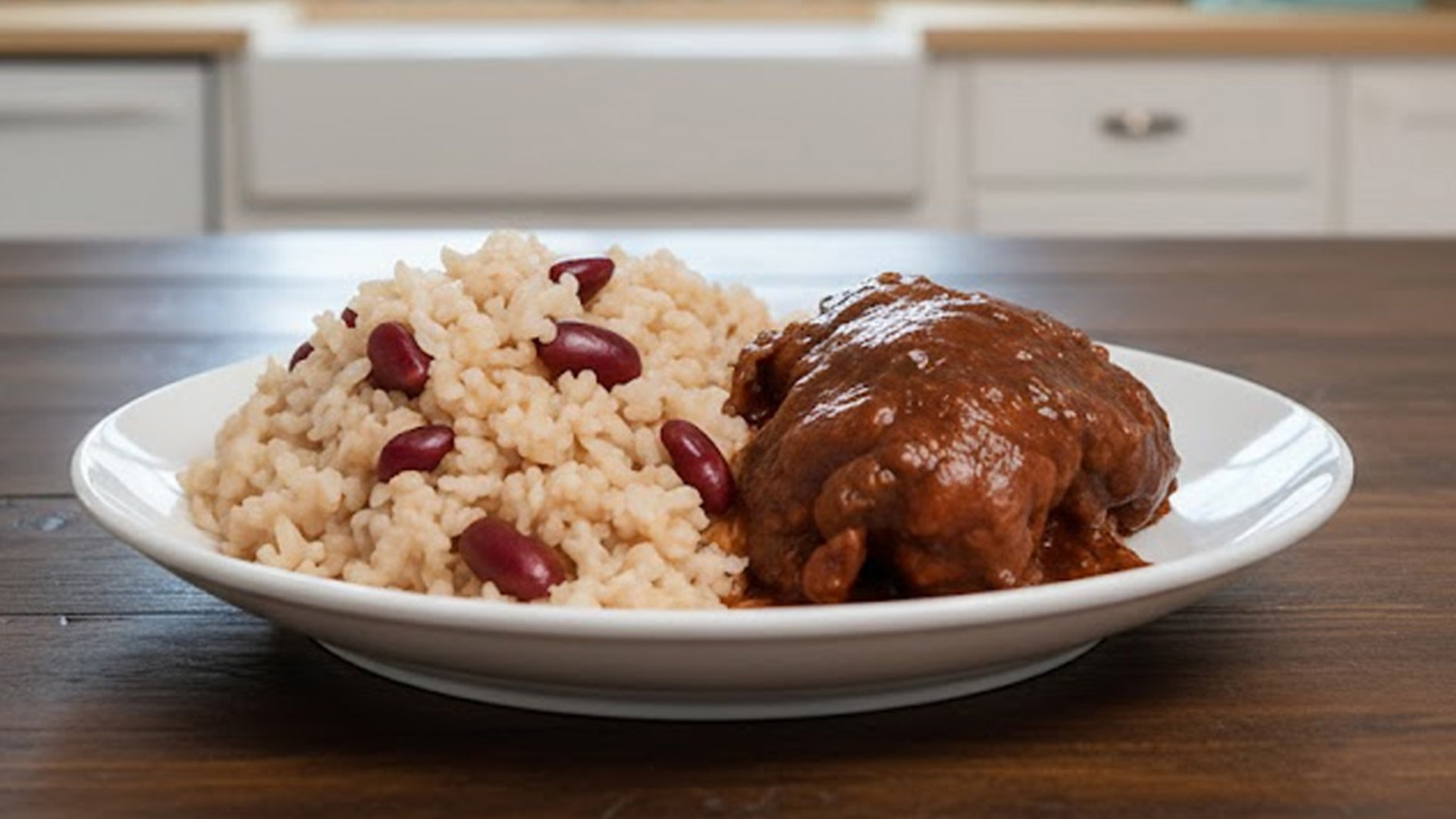 How to make Jamaican brown stew chicken with rice and peas