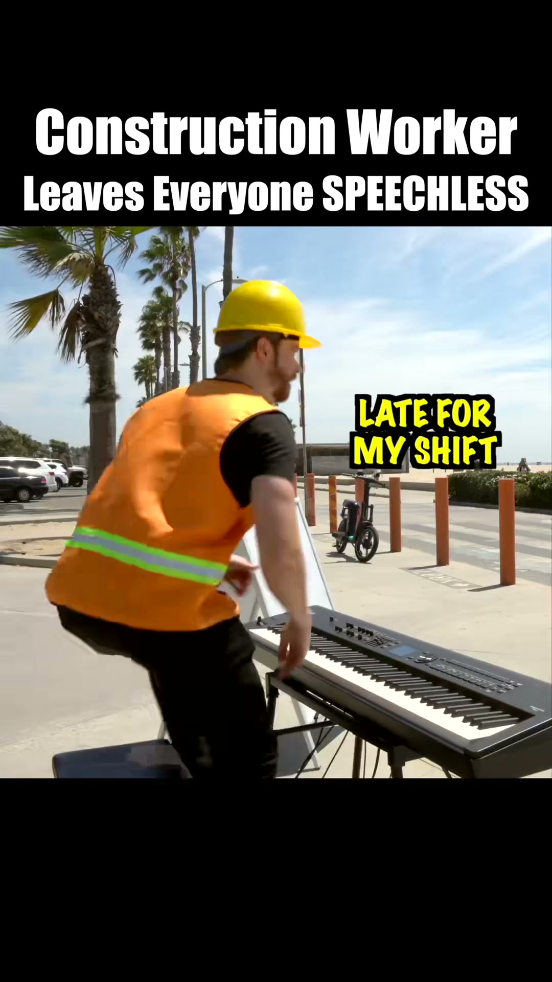 I never expected this construction worker to play