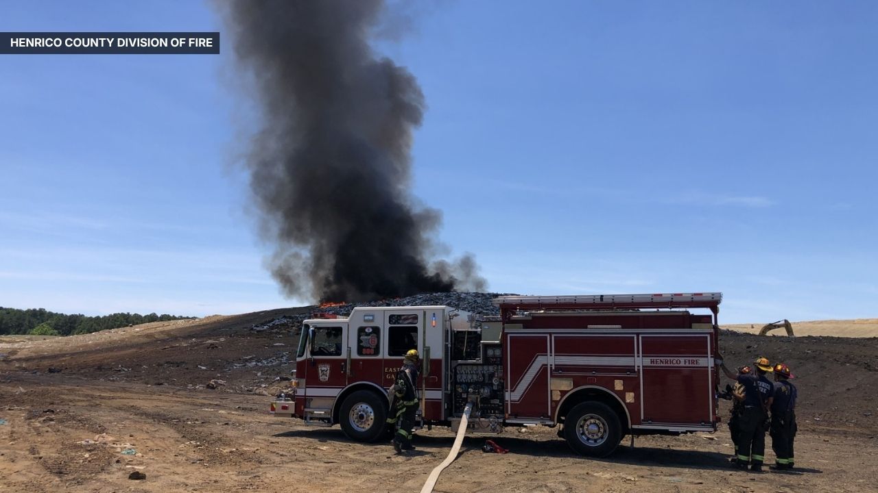 Heavy black smoke leads crews to fire at Henrico landfill