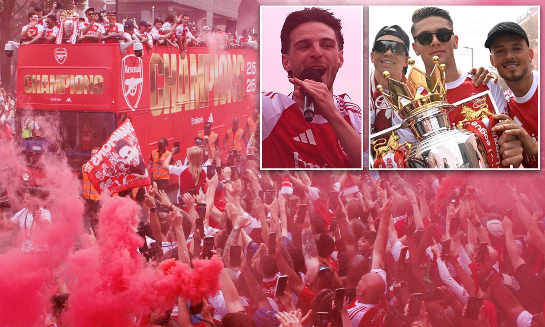 Inside the Arsenal title parade fans thought might never come: Rice's antics and White's cheeky song