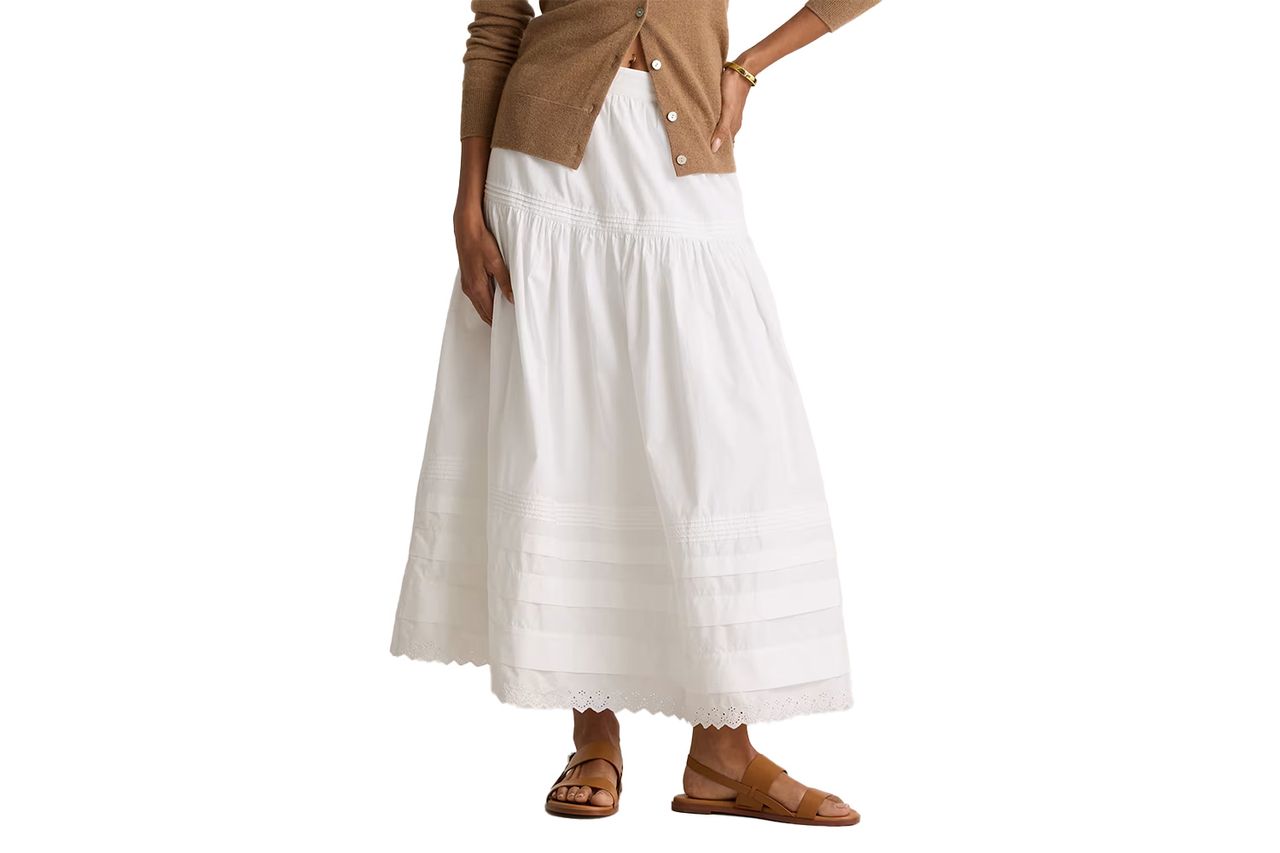 100% Organic Cotton Poplin Pintuck Maxi Skirt