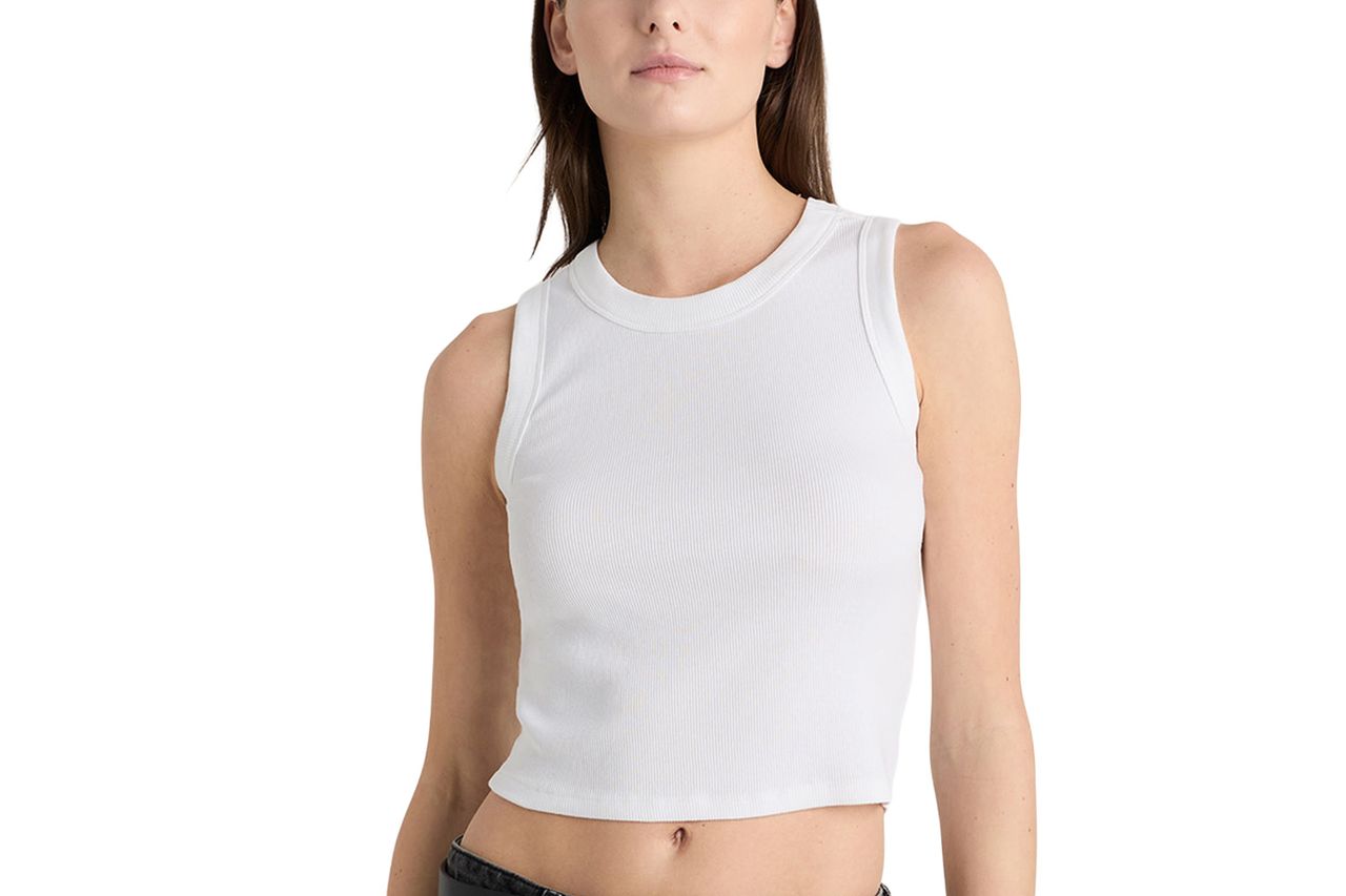 Quince Organic Cotton Micro-Rib Cropped Cutaway Tank