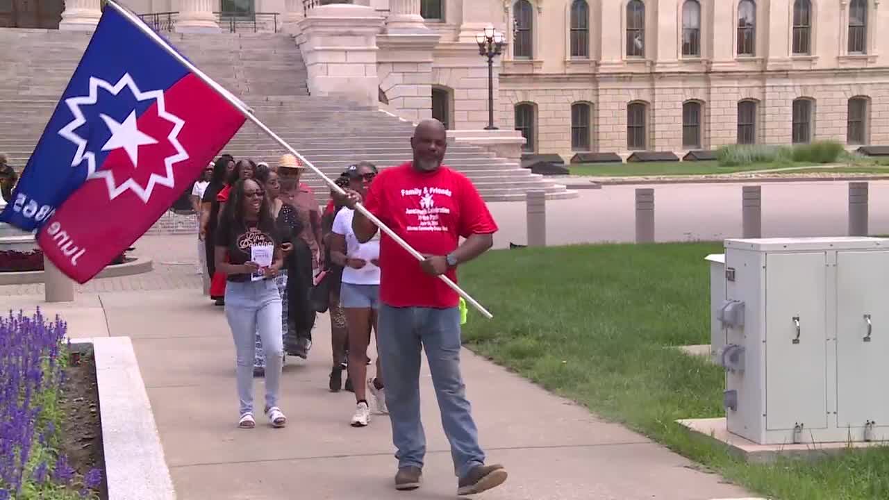 Juneteenth celebrations begin with flag raising, unity walk at statehouse