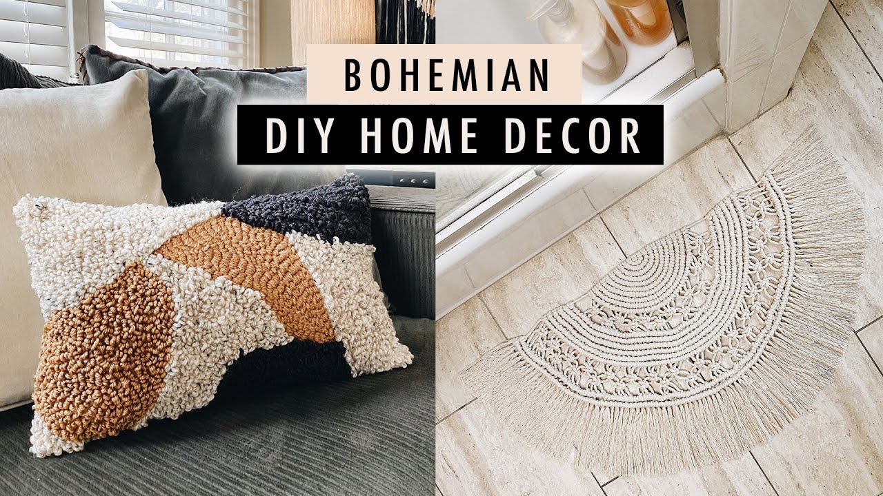 Easy boho home decor ideas using punch needle and macrame