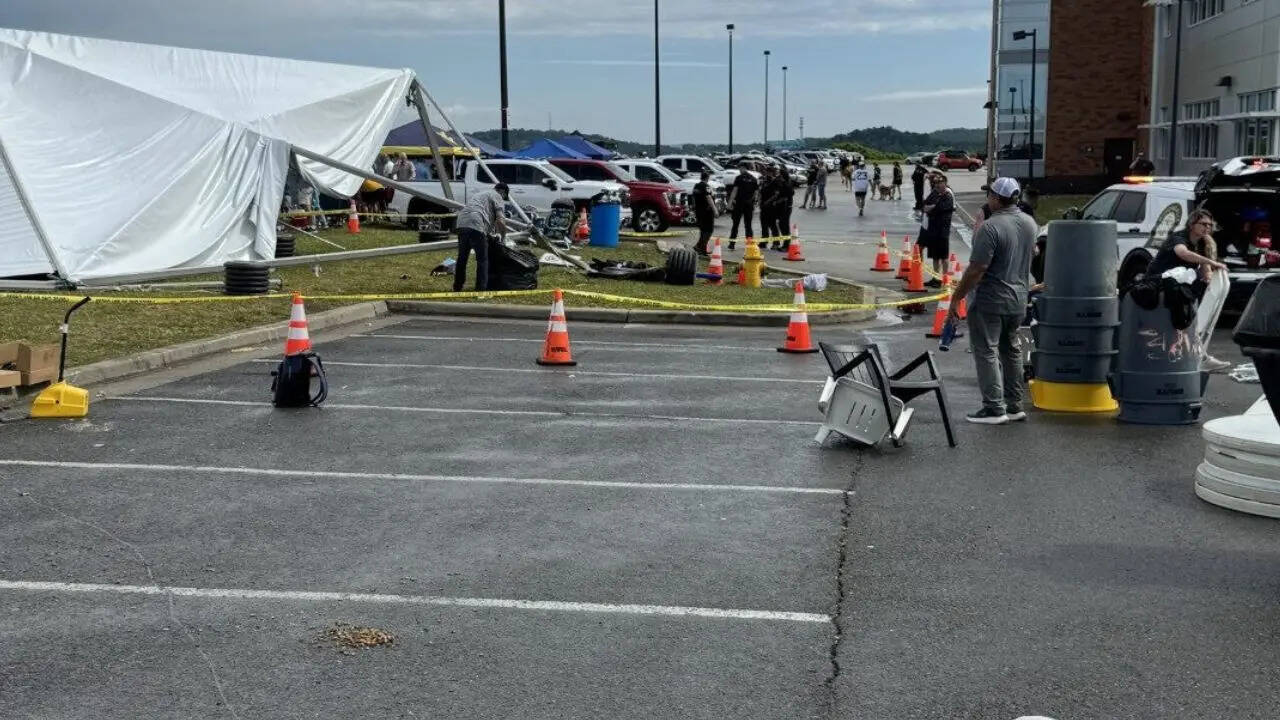 Image for Watch | Multiple injured after canopy blown over by severe storms at Kendrick Family Ball Park