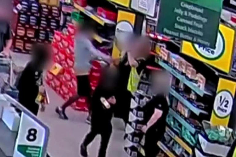 Supermarket workers attacked in shocking footage