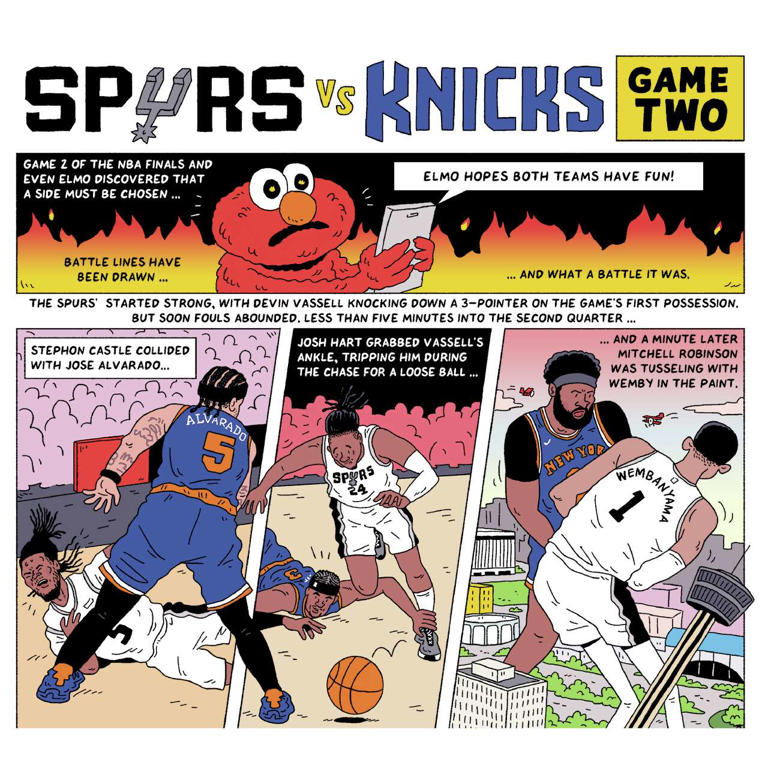 Cartoonist captures Spurs' last-second heartbreak in NBA Finals Game 2