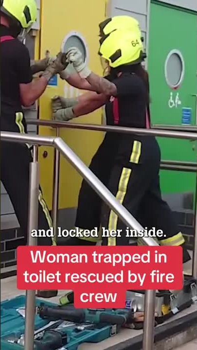 Woman trapped in toilet rescued by fire crew #themirror #news