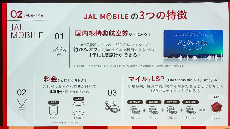 IIJmio版のJALモバイルで提供されている特典は、そのままahamo版でも提供される。