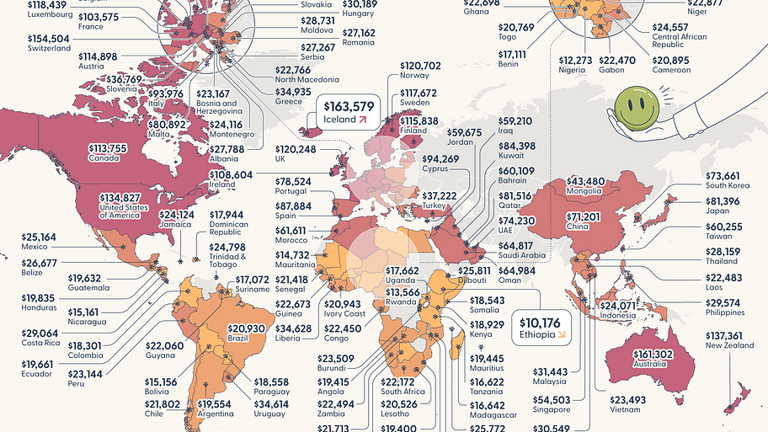 The cost of happiness around the world, mapped