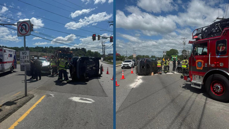 One person hospitalized after rollover crash in Nashua, NH