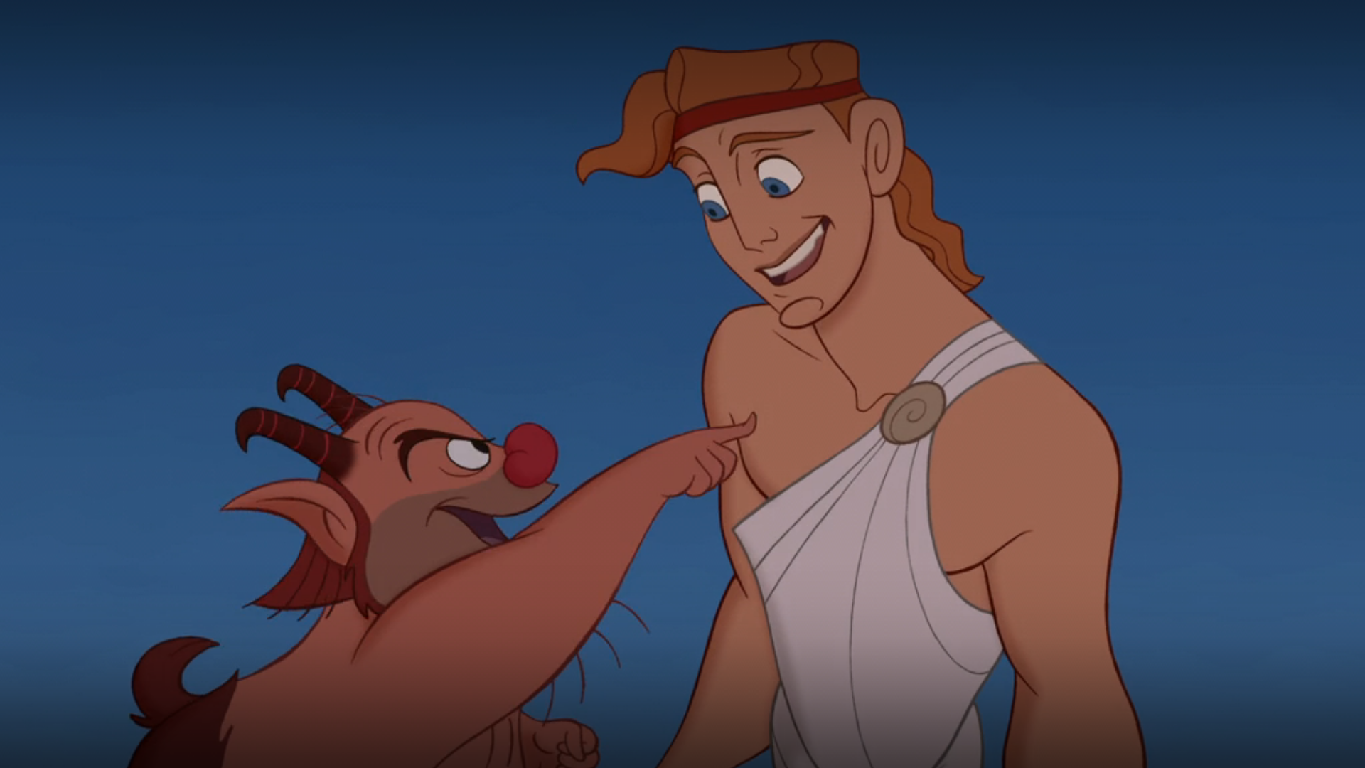 Phil poking Hercules in the chest in Hercules 1997