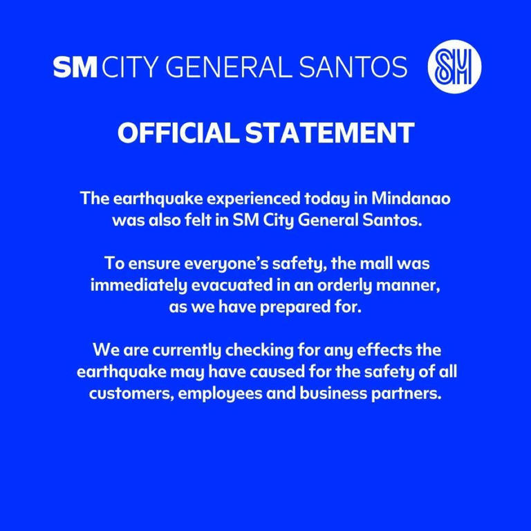 SM City General Santos closes temporarily after 7.8 quake for safety ...