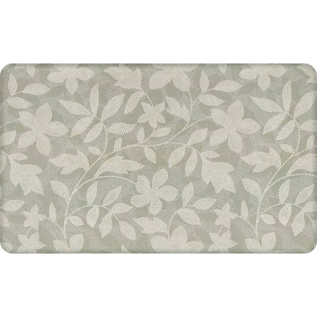 Floral-patterned mat with leaf and flower design, suitable for home decor or kitchen use