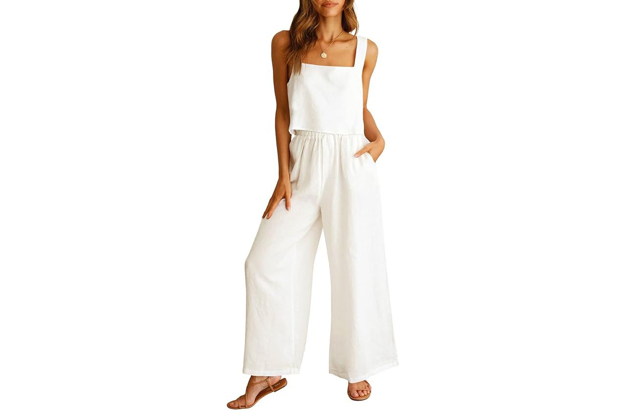 Amazon ANRABESS Women's 2 Piece Outfits Linen Pants Jumpsuit