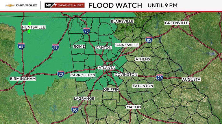 Flood threat grows across Atlanta and North Georgia as rounds of heavy ...