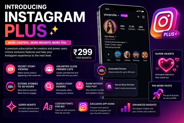 Instagram Plus launches in India at ₹299: Secret story viewing, custom ...
