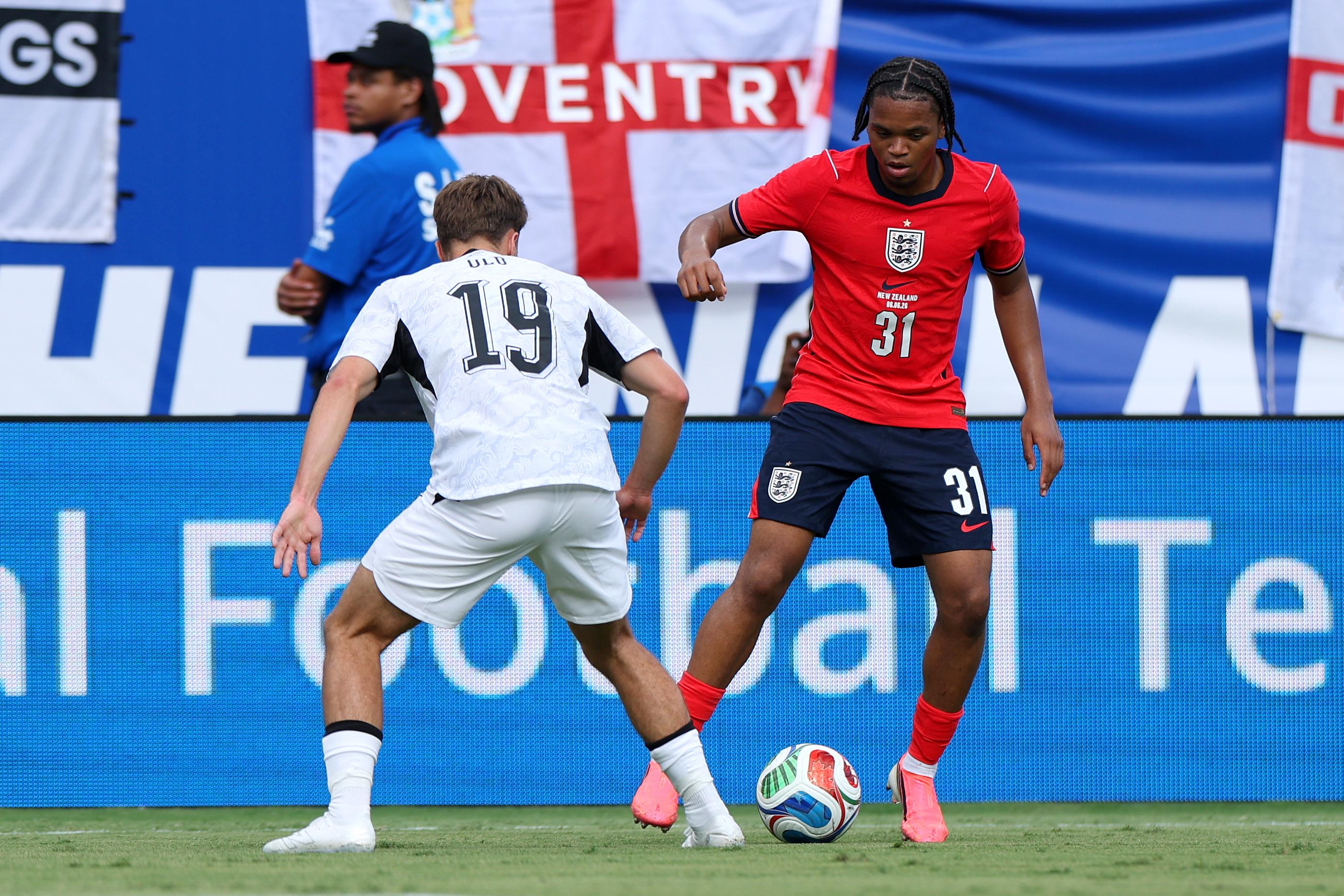 Rio Ngumoha reacts to England national team debut