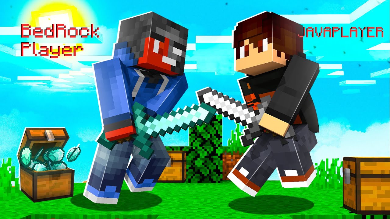 Java vs. Bedrock Skywars!